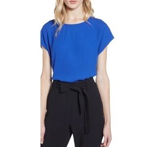 Halogen Cap Sleeve Royal Blue Blouse
